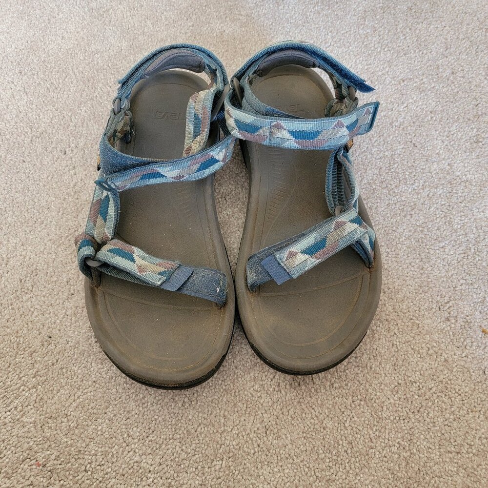 Teva Unisex Strappy Blue Geometric Pattern Sandals Size 9